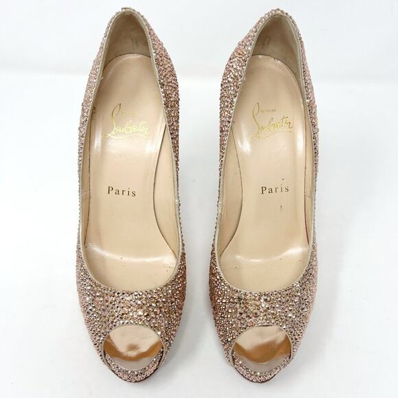 Christian Louboutin Strass Very Riche 120 Gold Heels Size 36.5 - Picture 2 of 8